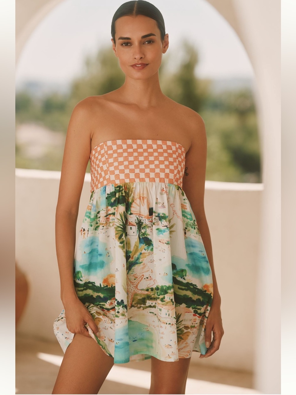 Celadine Strapless Patterned Bubble Mini Dress - Size L - BNWT